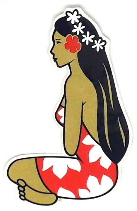 Pegatina Hinano Vahine Tahiti en Colores Tamaño Pequeño