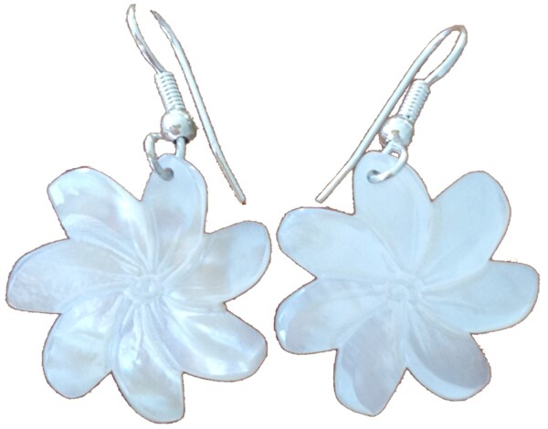 Engraved mother-of-pearl Earrings - Tiare Tahiti Flower